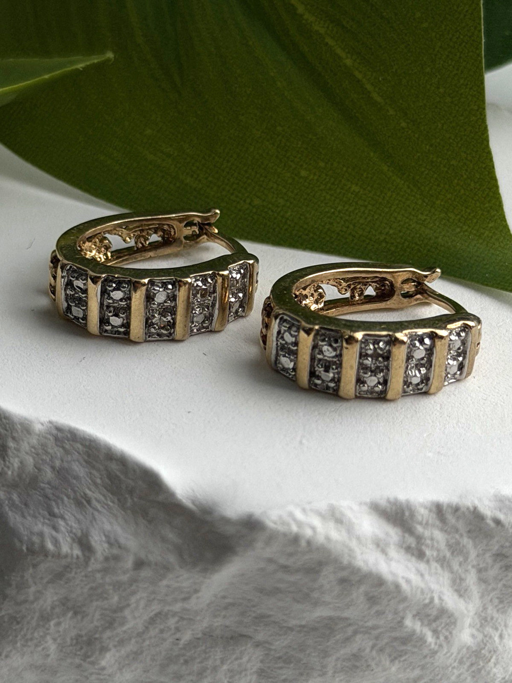 Retro Channel 925 Sterling Silver Gold Plated Elegant Hoop Earrings